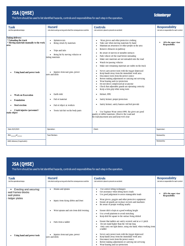 JSA for Construction Safety Management | PDF | Personal Protective ...