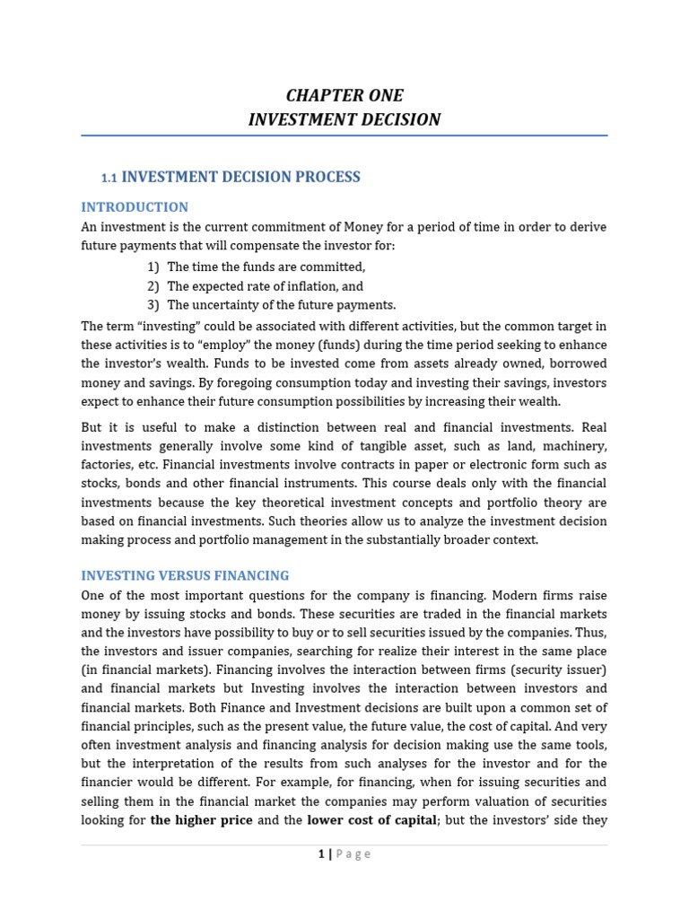 Understanding Investment Decisions | PDF | Derivative (Finance ...
