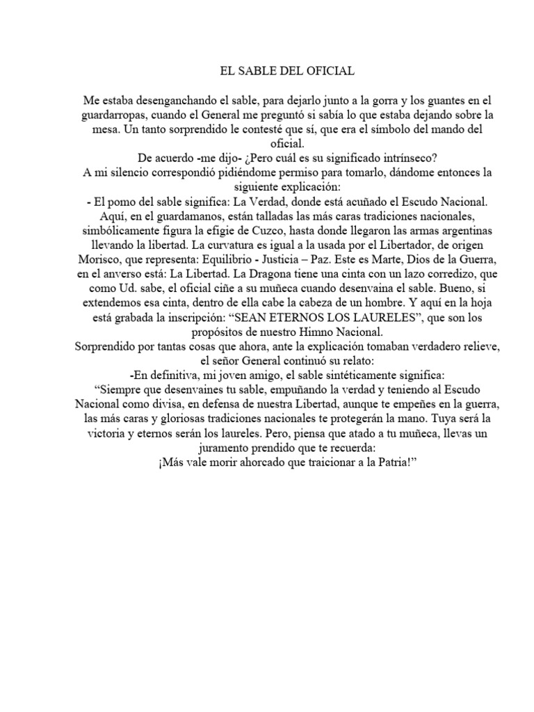 Significado del sable en la oficialidad | PDF