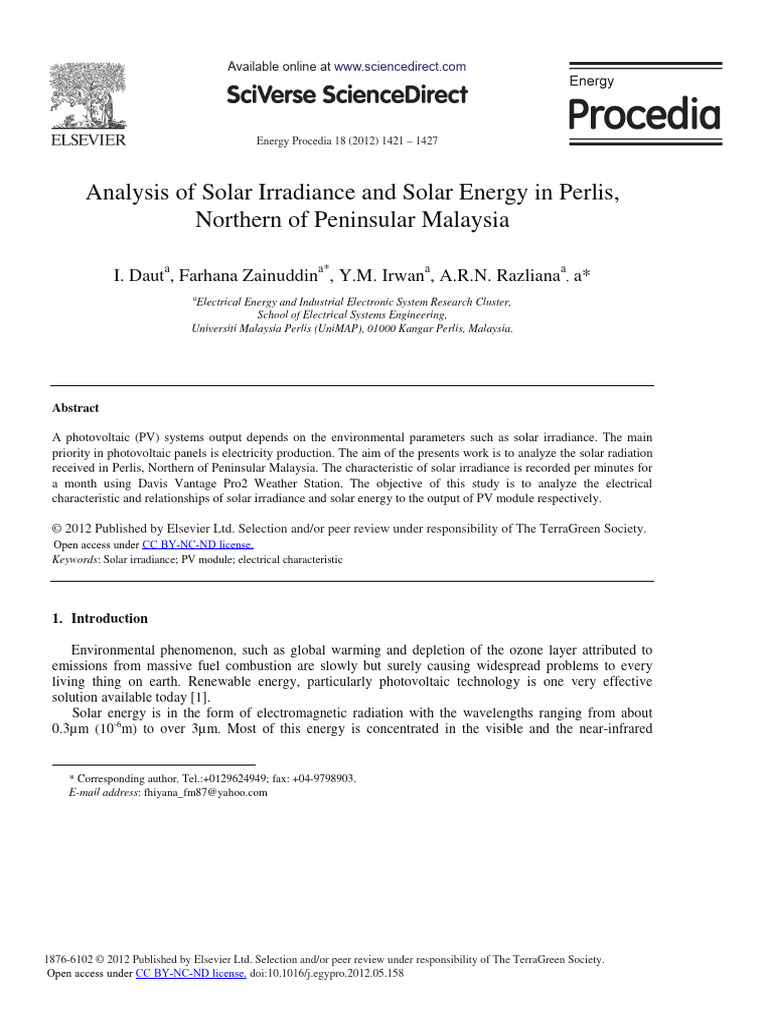 Solar Energy Analysis in Perlis | PDF | Photovoltaics | Solar Panel