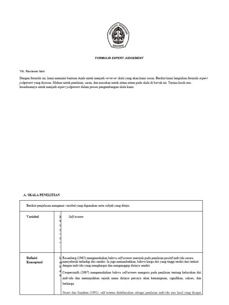 Formulir Penilaian Expert Judgement | PDF