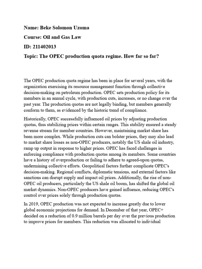 Oil And Gas Pdf Opec Petroleum