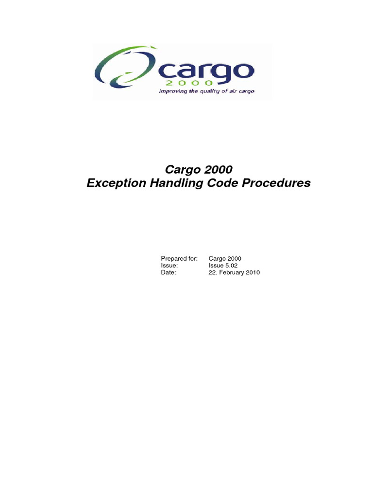 Cargo 2000 Exception Handling Code ProceduresV 5.02-DRAFT-2010!02!22 ...