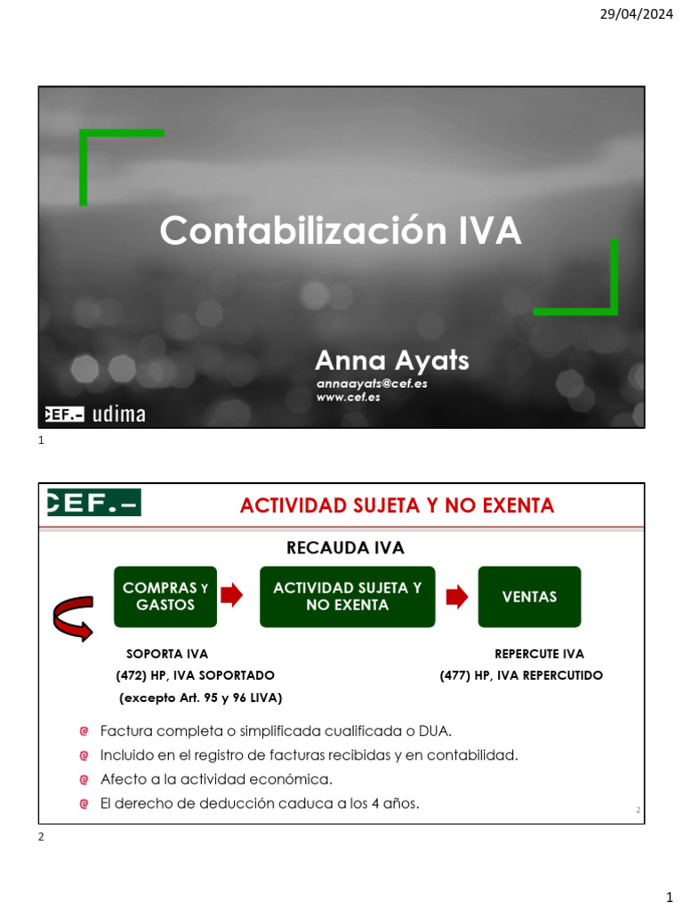 Contabilización y Deducción del IVA | PDF | Factura | Impuesto al valor ...