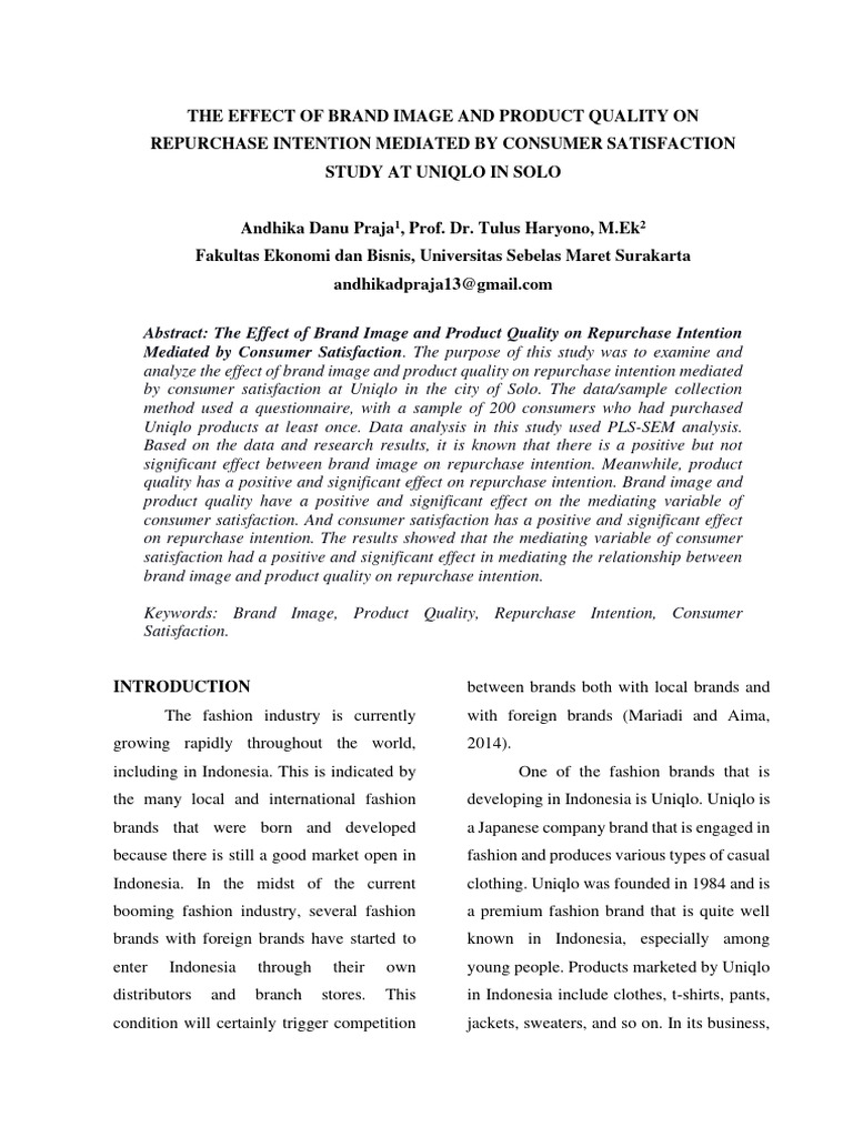 The Effect of Brand Image and Product Quality On Repurchase Intention ...
