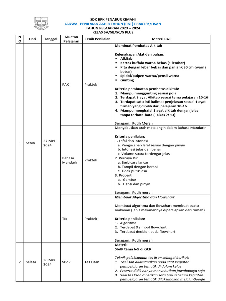 Contoh Jadwal Ujian Lisan Pdf