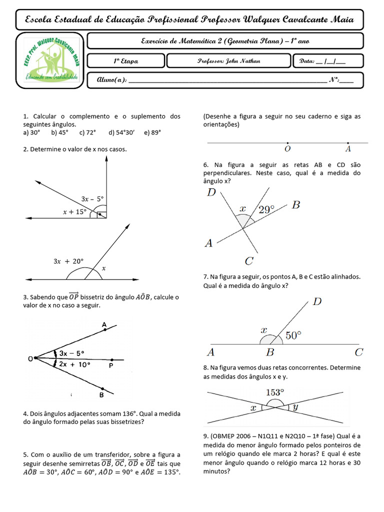 Geometria Plana ângulos Pdf ângulo Geometria Euclidiana