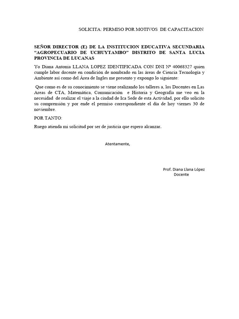 Solicitud de Permiso por Capacitación | PDF