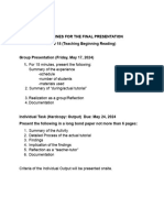 Guidelines For The Final Presentation