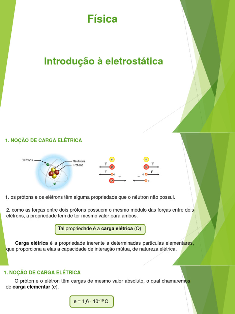 Introdução à Eletrostática e Carga Elétrica | PDF | Carga elétrica ...