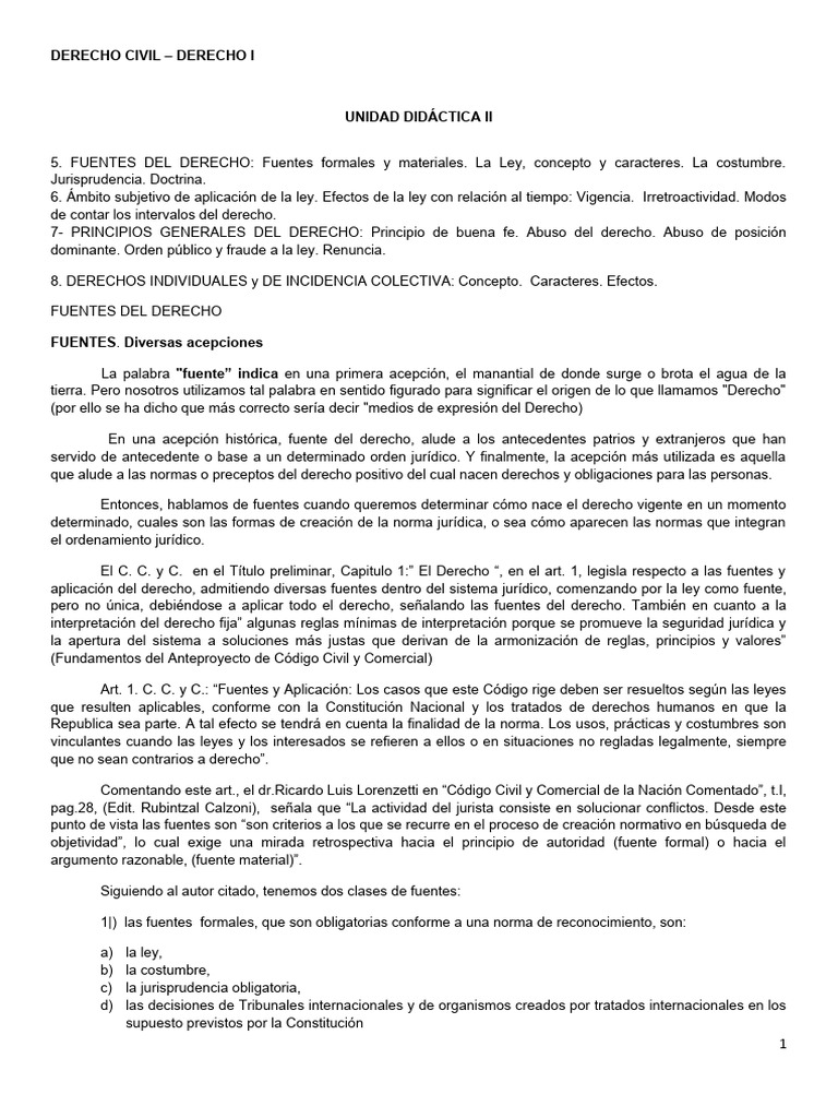 Fuentes del Derecho en el Código Civil | PDF | Caso de ley | Fuentes ...