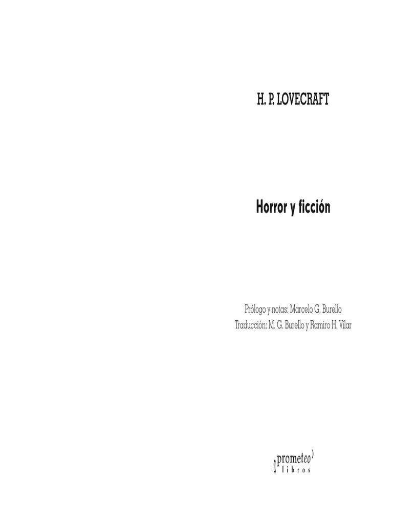 LOVECRAFT - Horror y Ficción | PDF | HP Lovecraft | Edgar Allan Poe