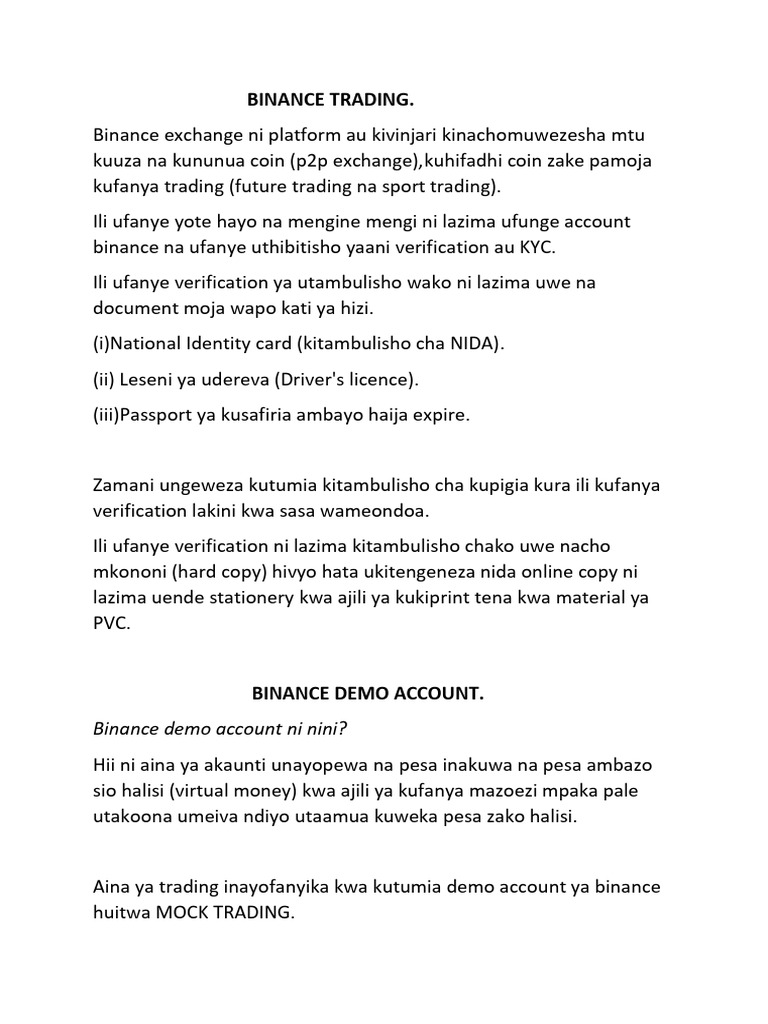 Binance Demo Account | PDF