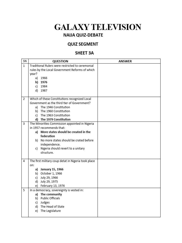 Quiz Questions 3a | PDF