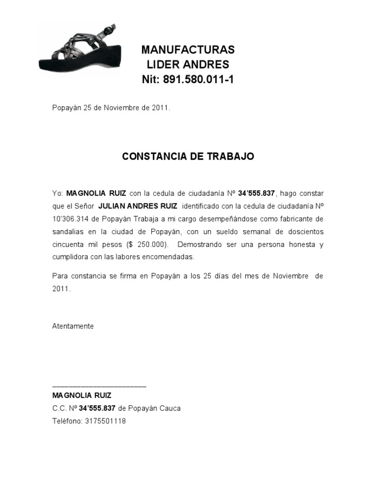 constancia de trabajo
