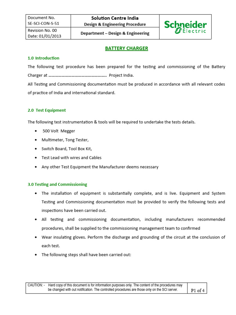 Battery Testing Procedure Pdf Battery Charger Electrical Equipment