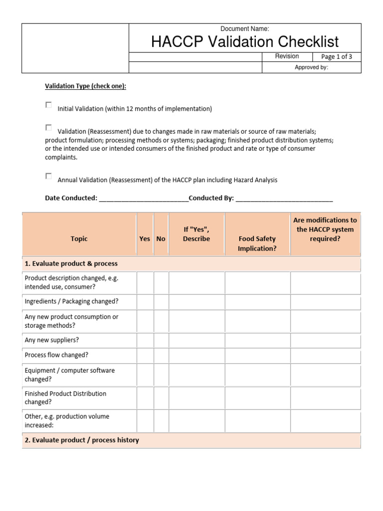 2.4.3.14 HACCP Validation Checklist | Download Free PDF | Verification ...