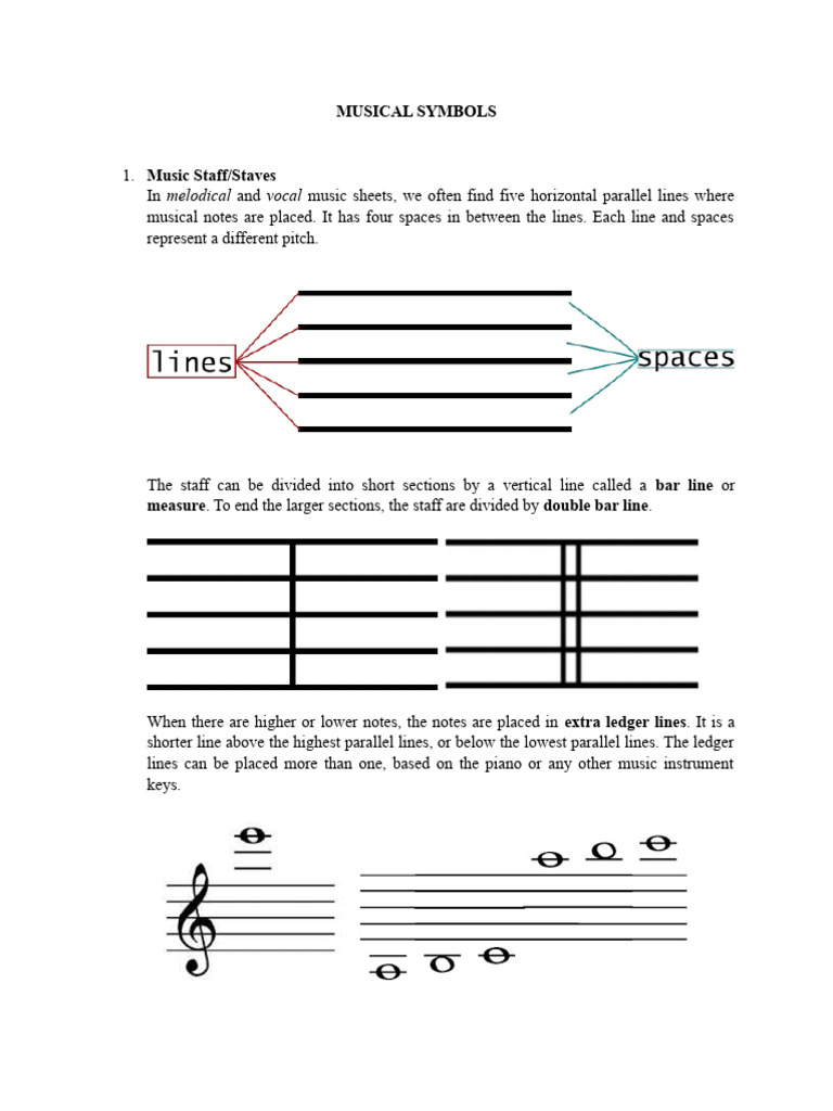 Understanding Music Staff and Ledger Lines | PDF