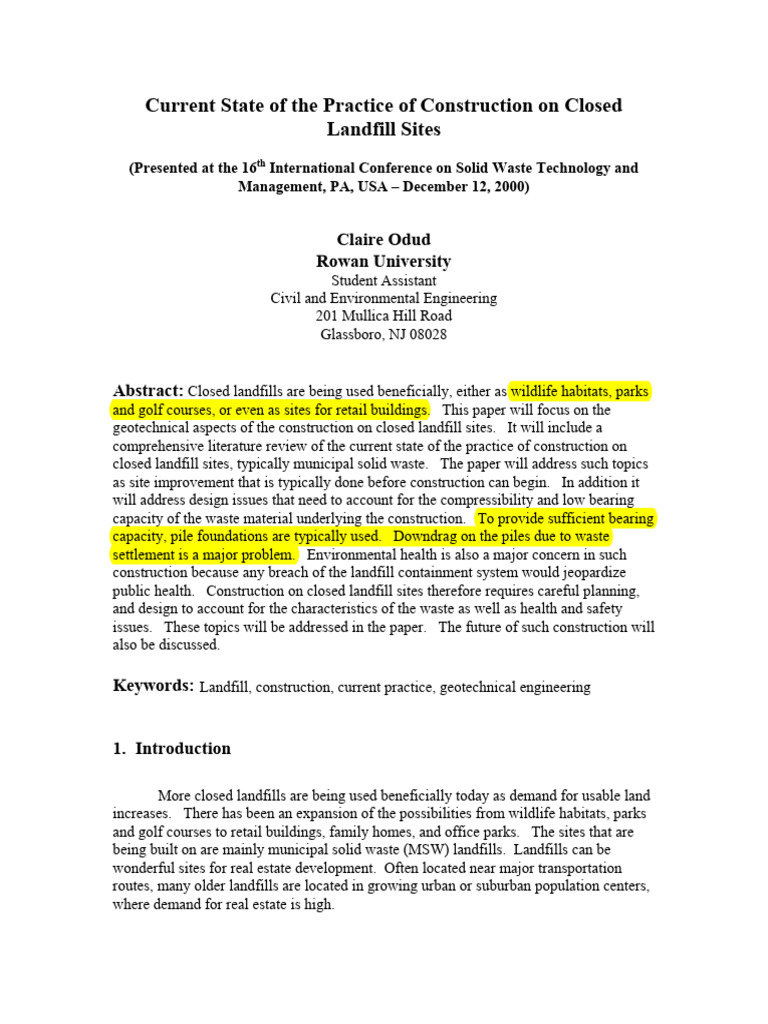 Construction on Closed Landfill Sites | PDF | Deep Foundation | Concrete