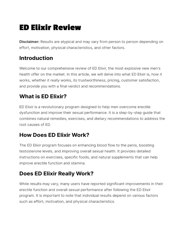 ED Elixir: Comprehensive Review Guide | PDF | Erectile Dysfunction