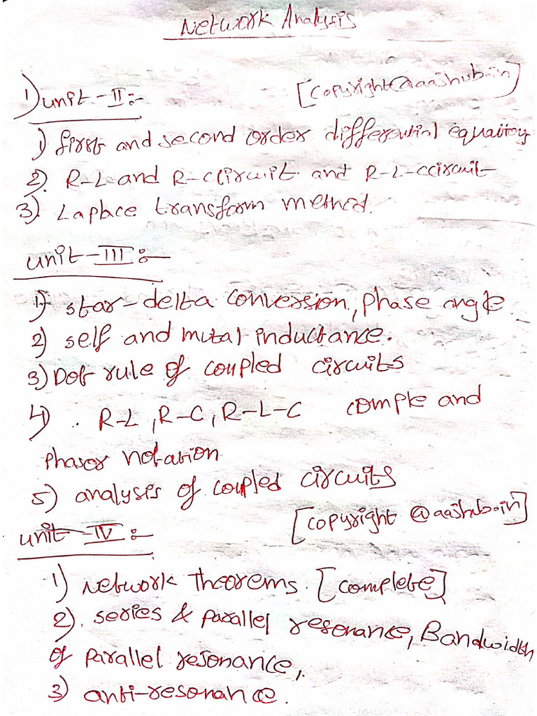 Network Analysis Important questions PDF