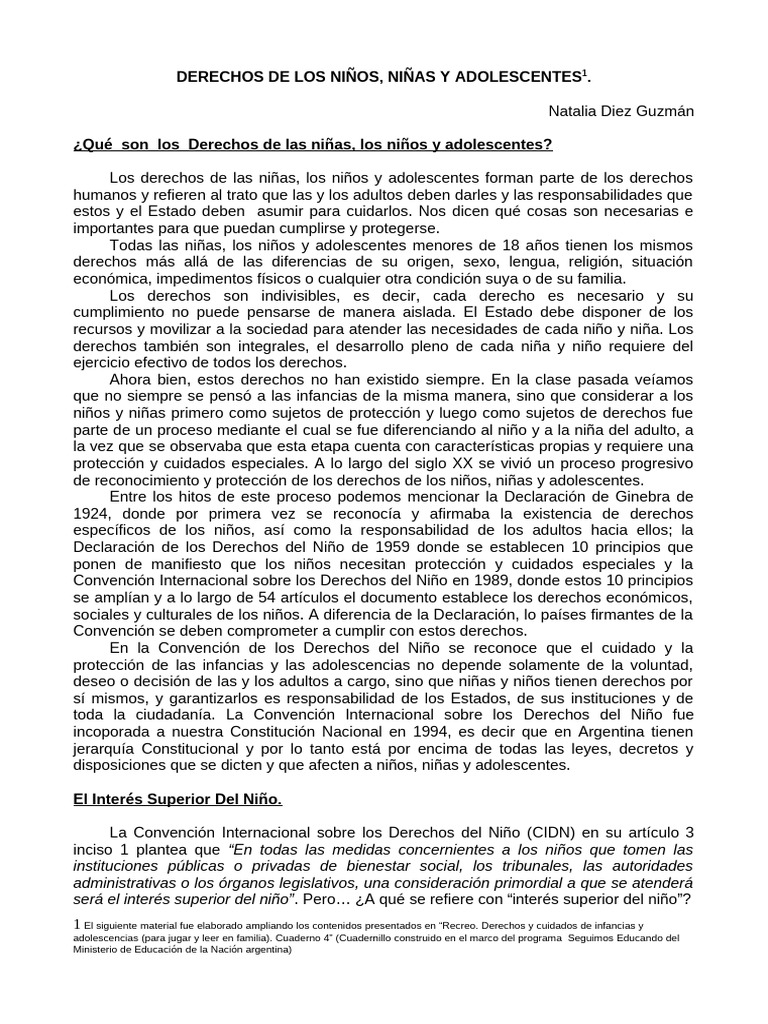 Derechos de Los Niños, Niñas y Adolescentes | PDF | Derechos de los ...