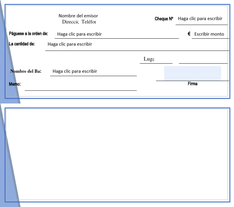 Plantilla de Cheque Editable | PDF