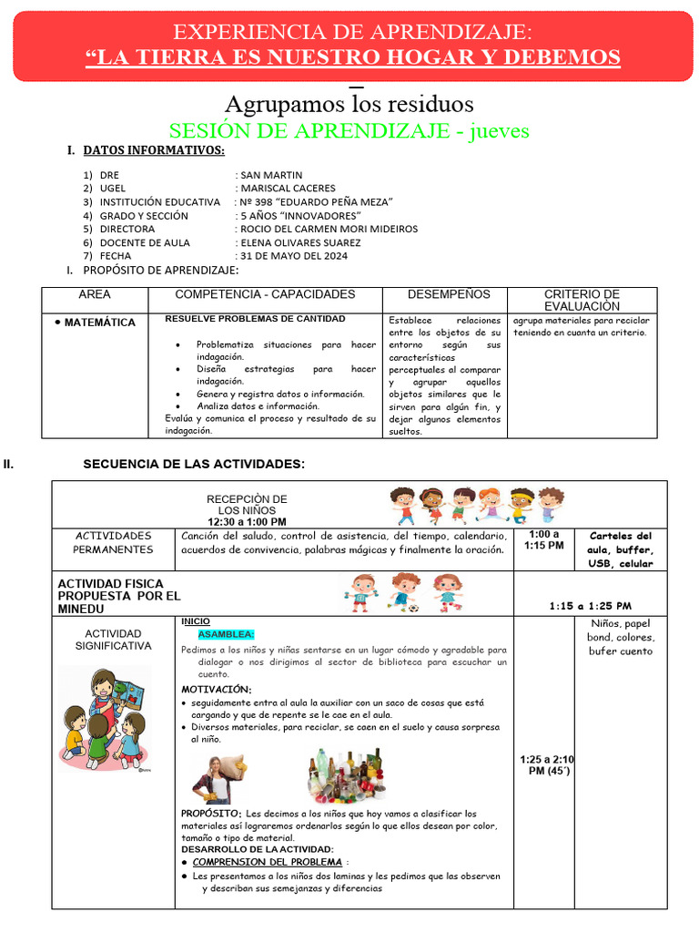 Clasificación de Residuos en Aula Infantil | PDF | Residuos | Aprendizaje