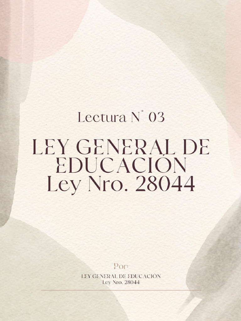 Lectura #03 - Ley General de Educación | PDF | Educación primaria ...