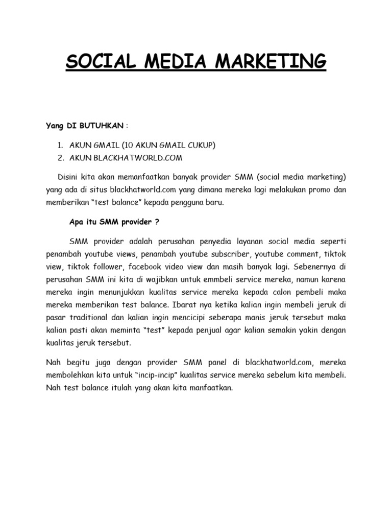 Panduan Test Balance SMM | PDF