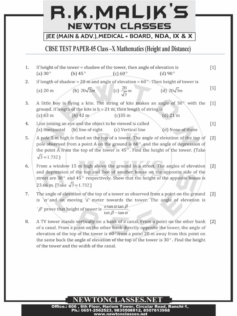 Height and distance t5 bb pdf