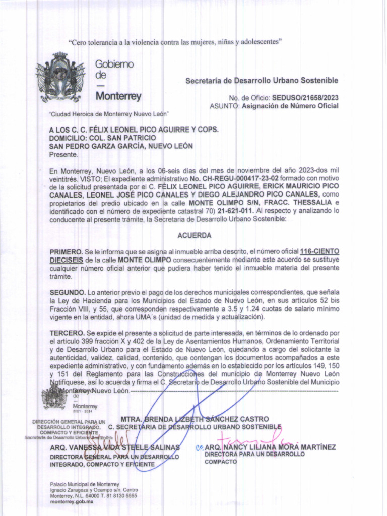 Asignación de Número Oficial Monterrey | PDF | Gobierno