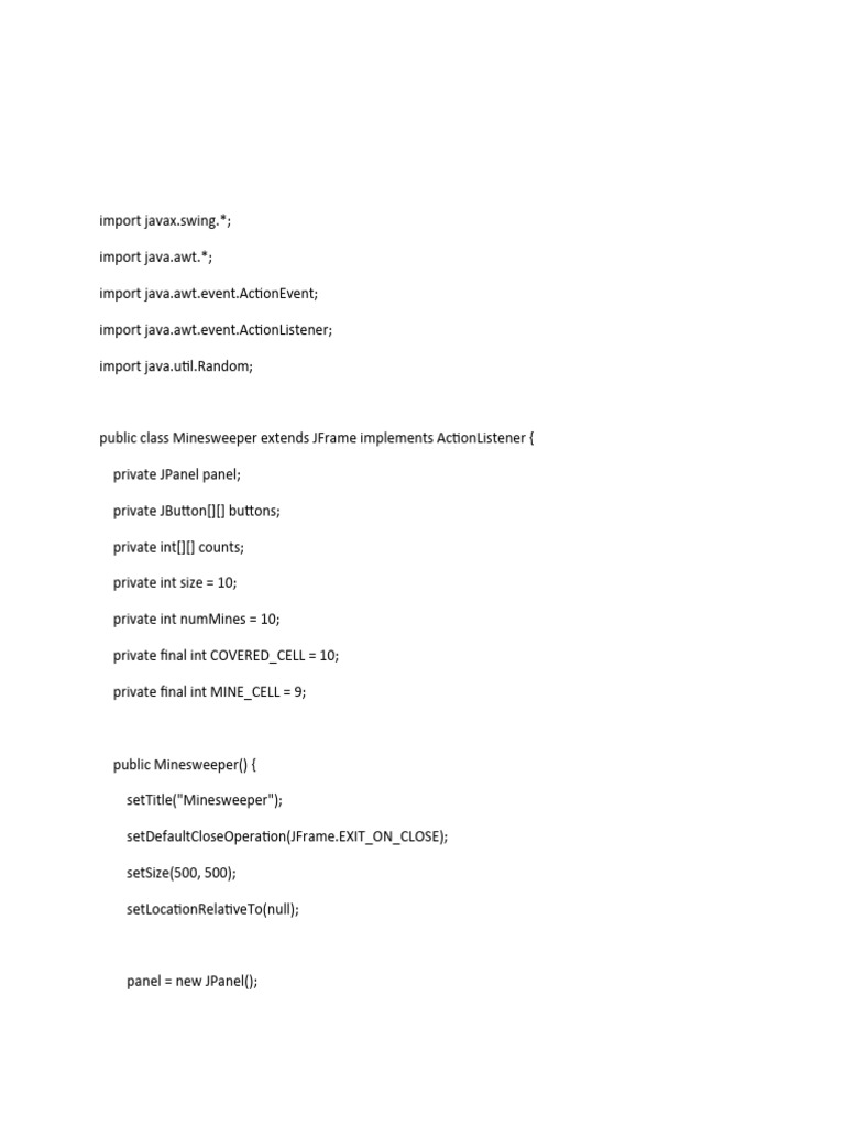Minesweeper Java | Download Free PDF | Software | System Software