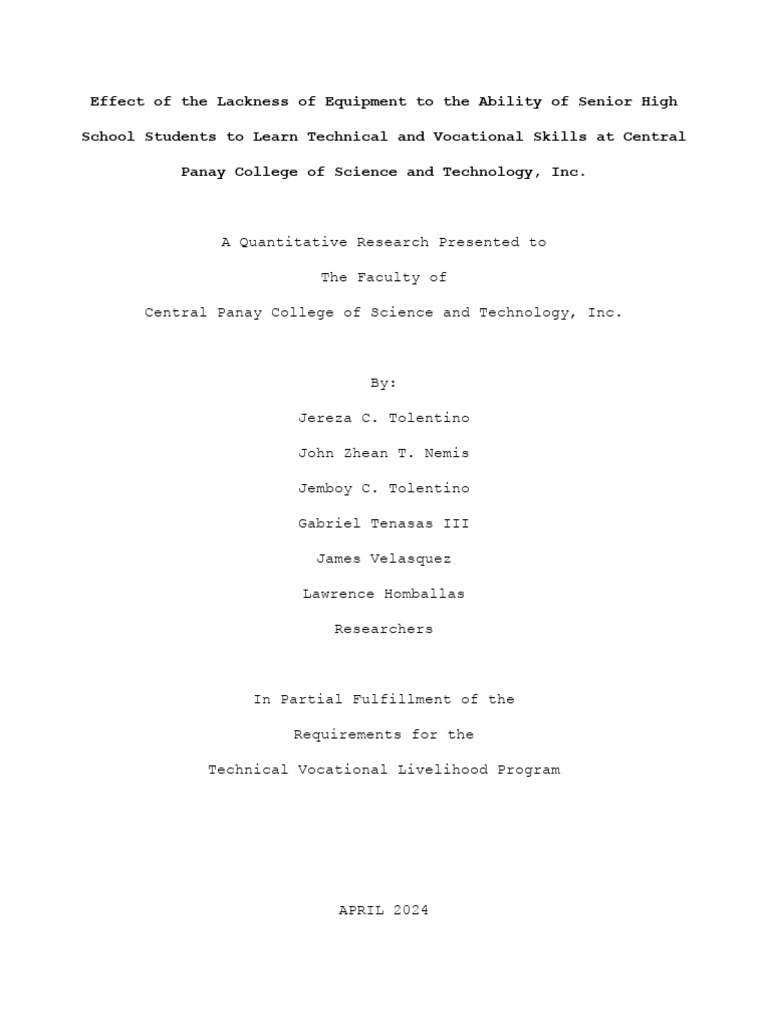 Final Output in Research Report | PDF | Survey Methodology | Vocational ...