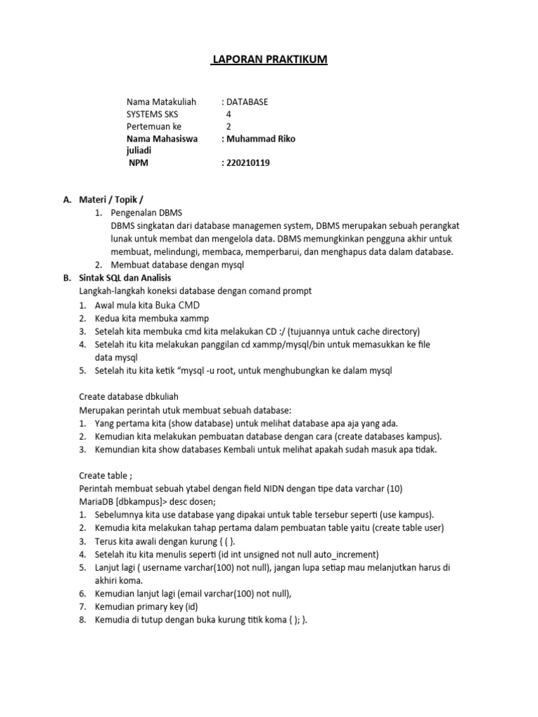 Pengenalan dan Praktik MySQL DBMS | PDF
