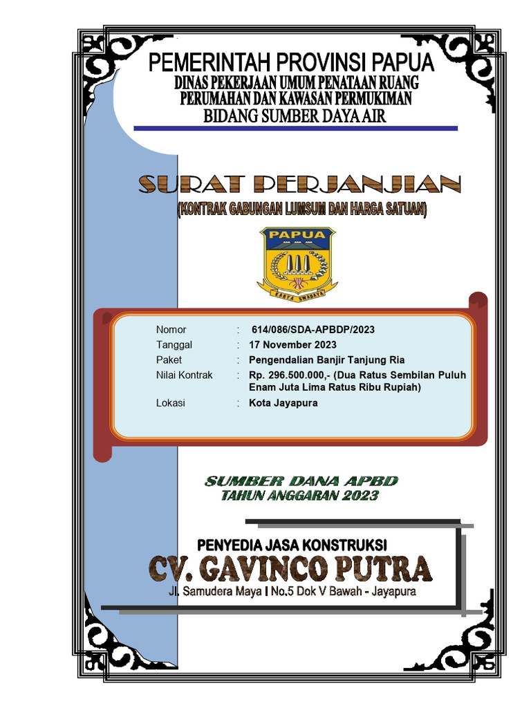 COVER Surat Perjanjian - TANJUNG RIA | PDF