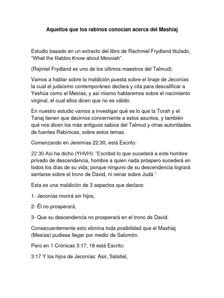 Rabinos y la Profecía del Mashiaj | PDF | Jesús | Profeta