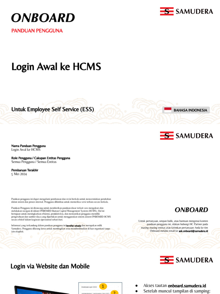 Panduan Login Awal HCMS Samudera | PDF | Pengelolaan Keuangan & Uang
