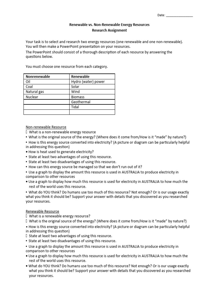 Renewable vs. Non-Renewable Energy Guide | PDF | Energy Development ...
