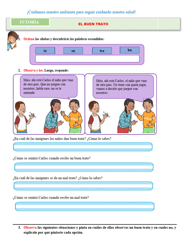 Actividades sobre el Buen Trato Infantil | PDF | Relaciones personales ...