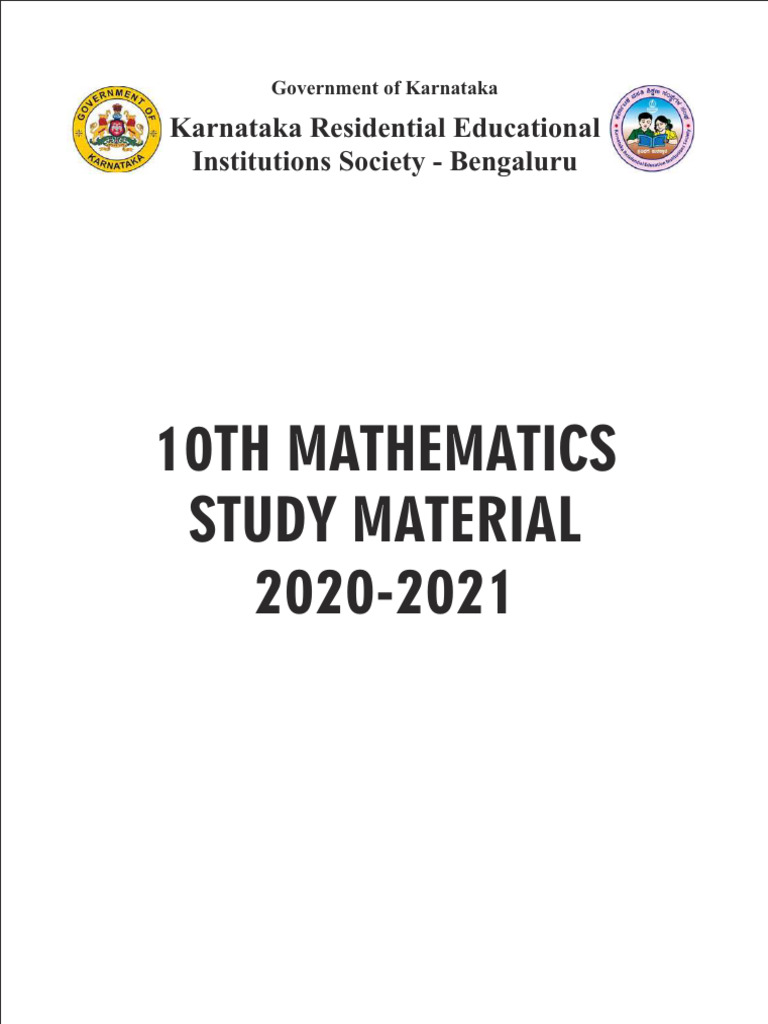 Class 10 Maths Study Material 2020-21 | PDF | Mathematics | Equations