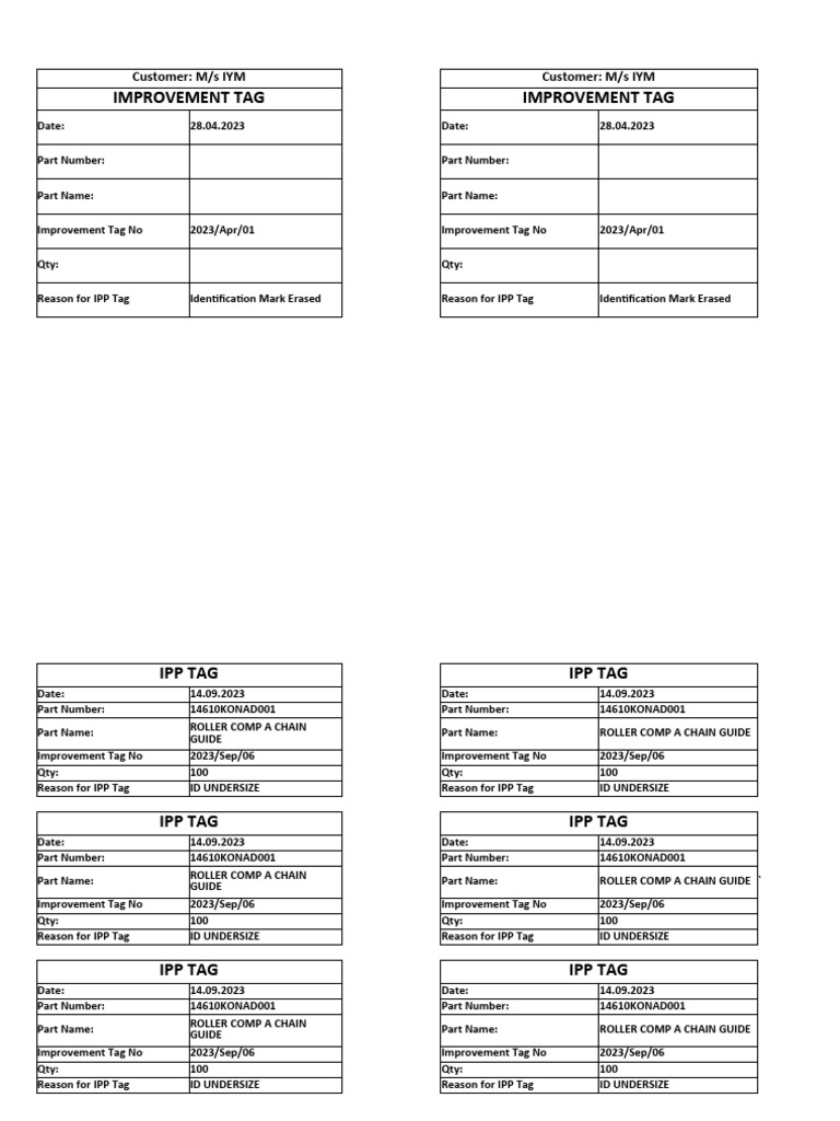 Improvement tag pdf