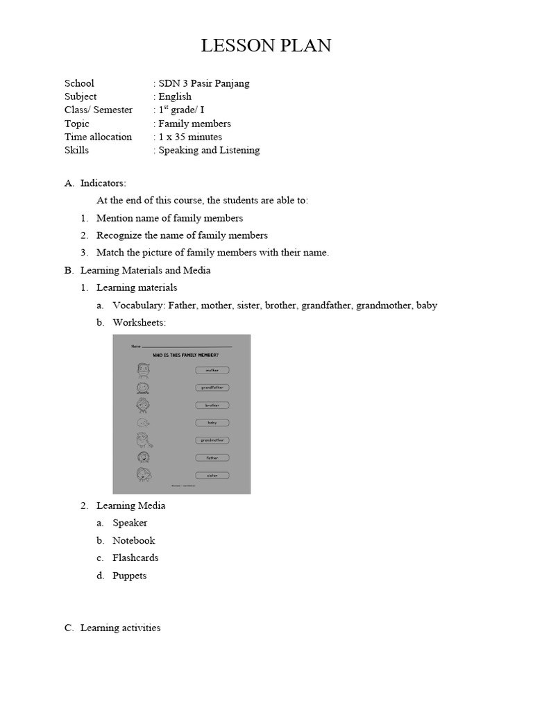 Lesson Plan - Family Members | PDF | Career & Growth | Wellness