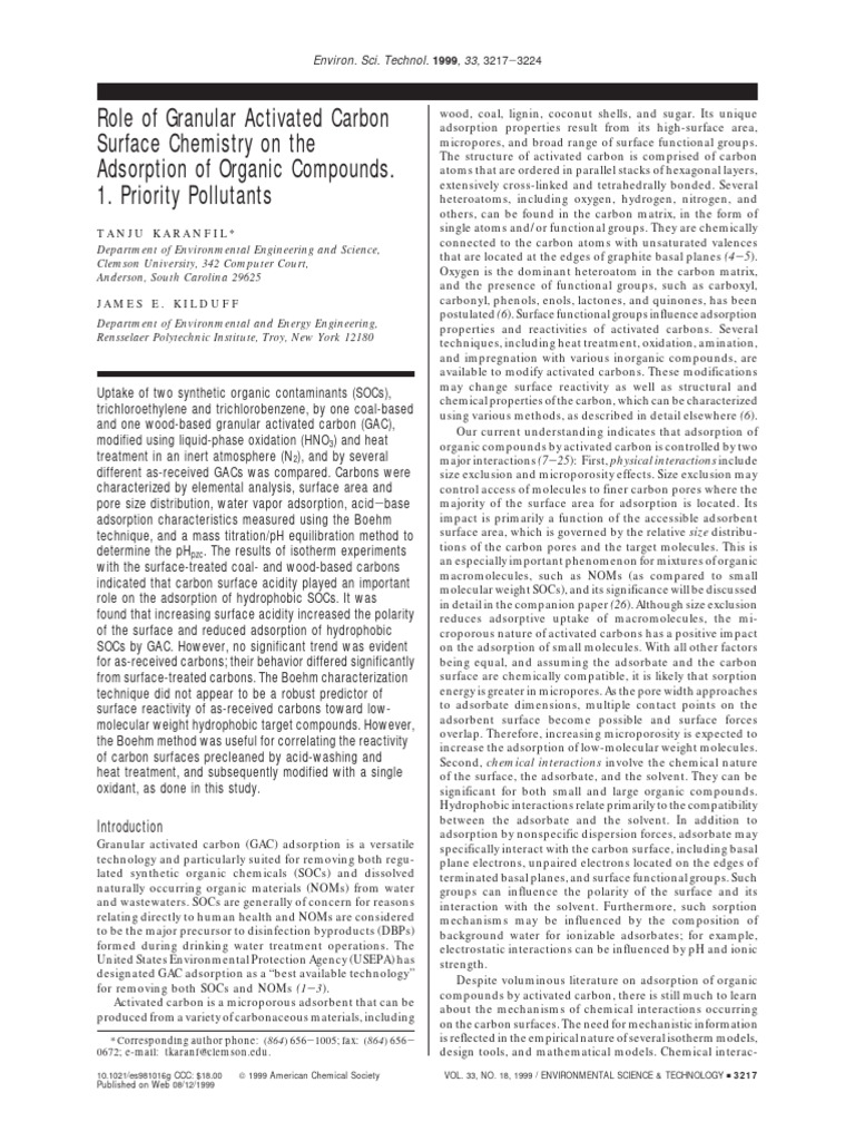 Role of Granular Activated Carbon Surface Chemistry On The Adsorption ...