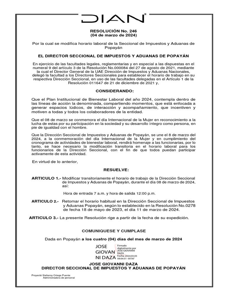 Resolución 000246 de 04-03-2024 | Descargar gratis PDF | Gobierno