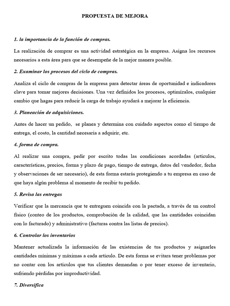 Propuesta de Mejora | Descargar gratis PDF | Business | Calidad (comercial)