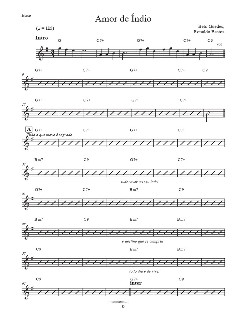 Amor de Índio: Partitura Musical | PDF