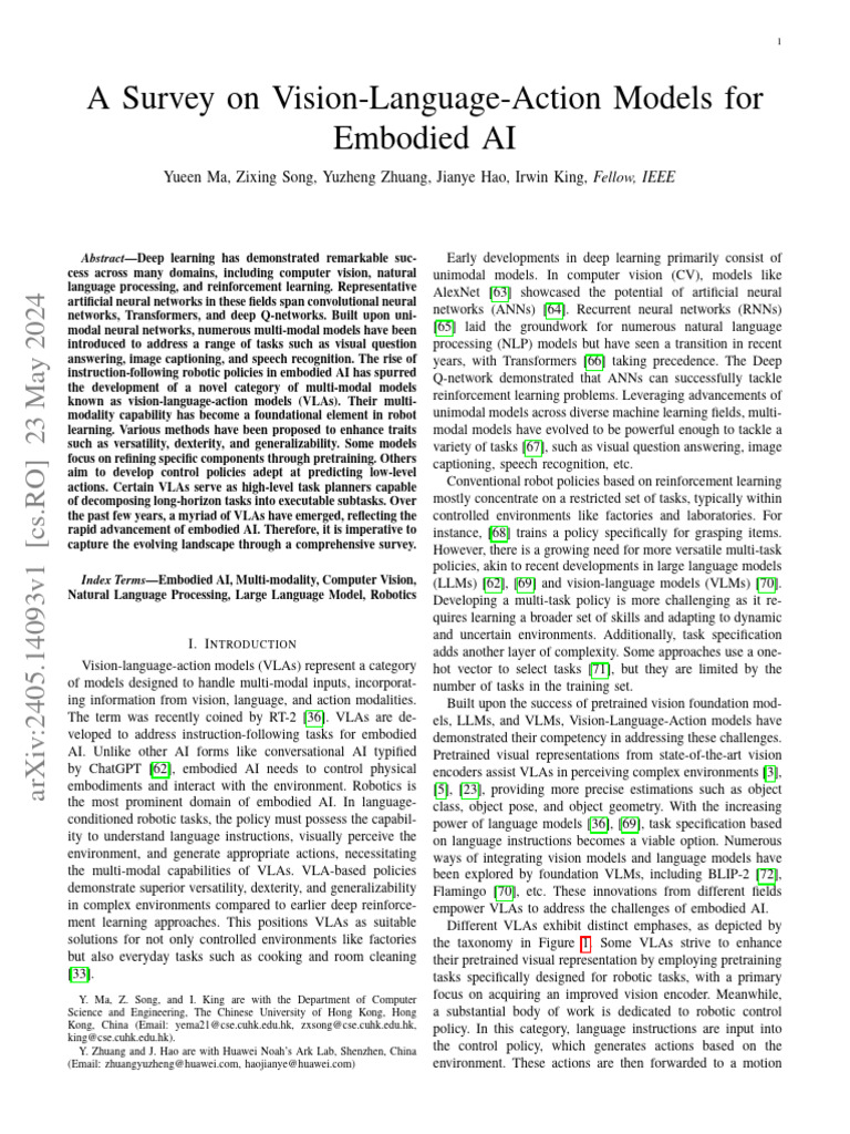 Survey of Vision-Language-Action Models | PDF | Artificial Intelligence ...