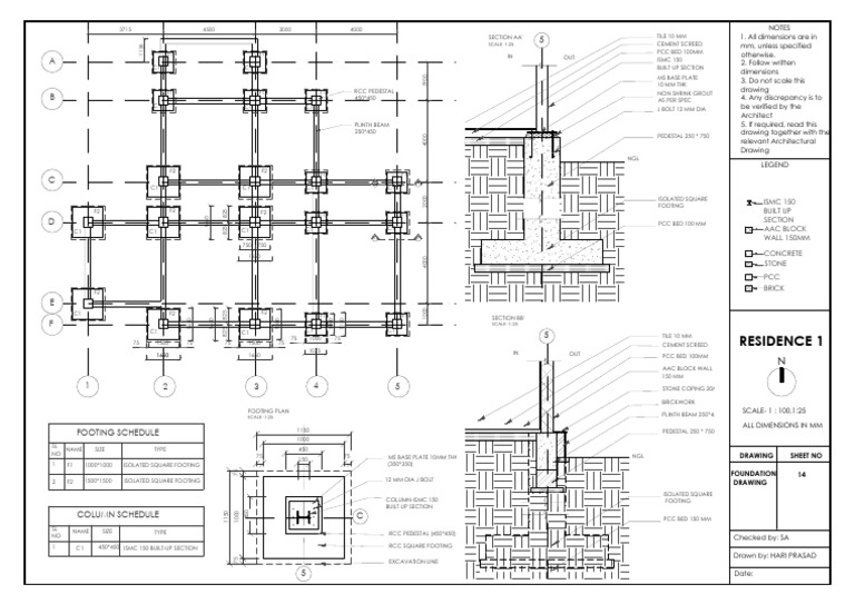 Foundation Drawing for Residence 1 | PDF | Architectural Elements ...