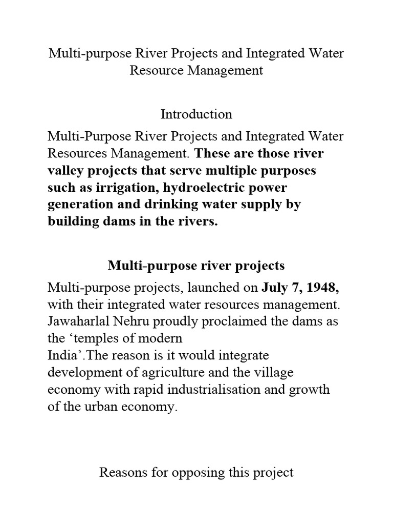 MultiPurpose River Projects and Integrated Water Resource Managment